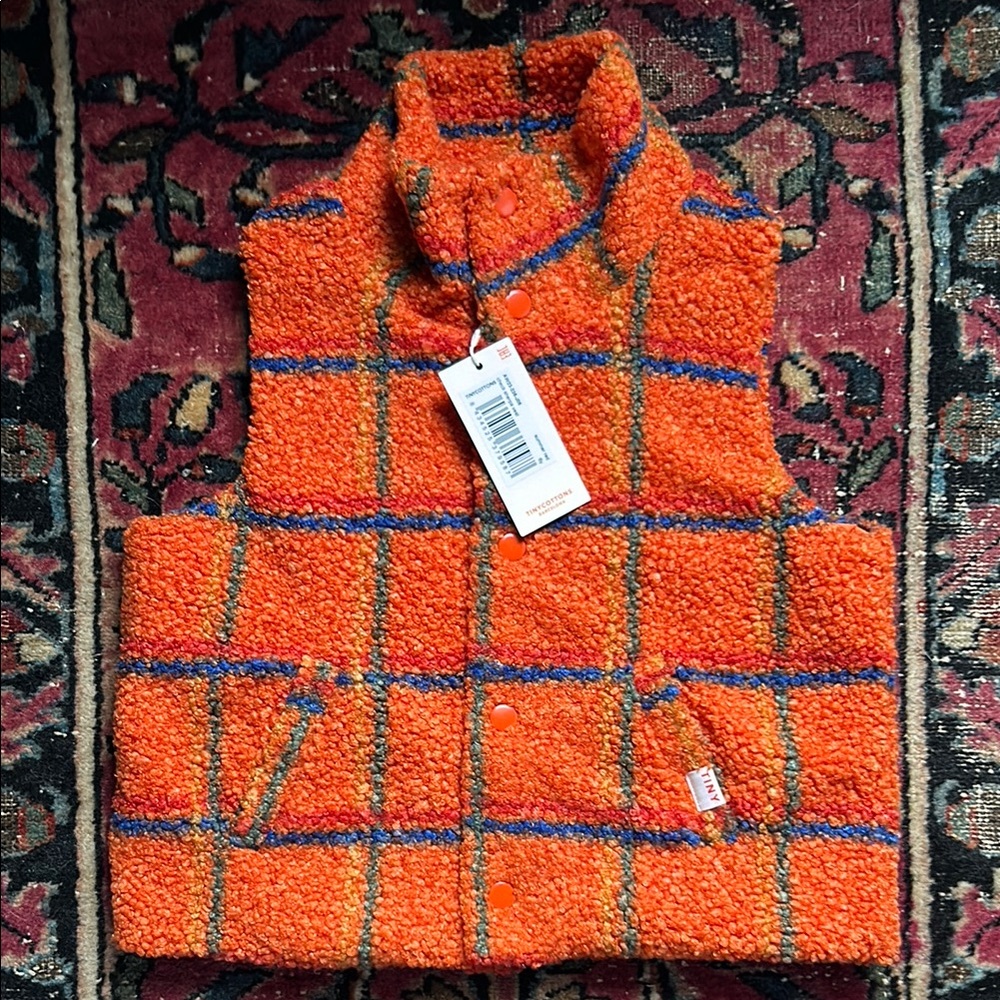 NWT Check Sherpa Vest 6Y